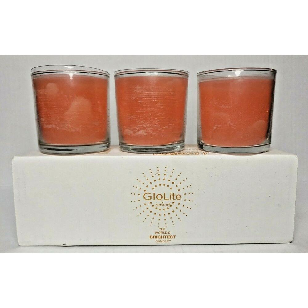 Partylite Glo-Lite Peach & Honey Jar Mini Trio Set Candle New in Box  P2E/P86003